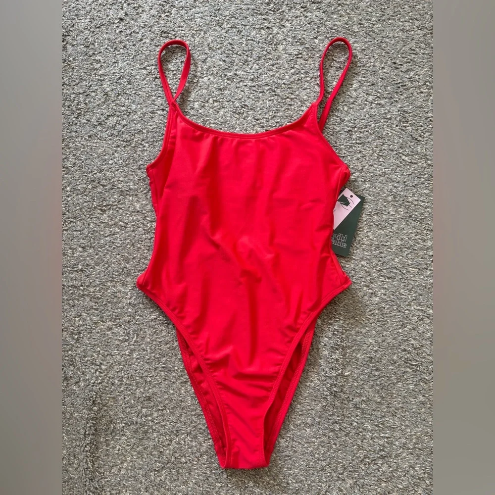 XS Wild Fable Red Extra High Leg Cheeky One Piece Swimsuit New